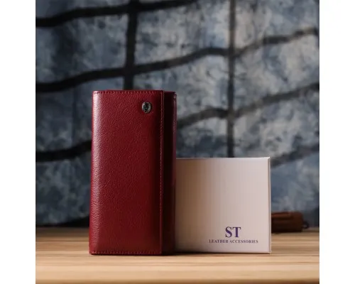 Гаманець ST Leather З натуральної шкіри Бордовий (23113)
