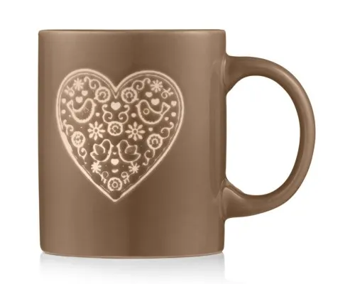Чашка Ardesto Heart, 320мл, кераміка, сірий (AR3074G)