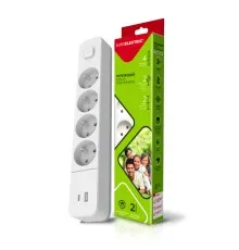Мережевий фільтр живлення EUROELECTRIC Х4 10А 2м USB, Type-C, Black (EE-104USB/C-2M)
