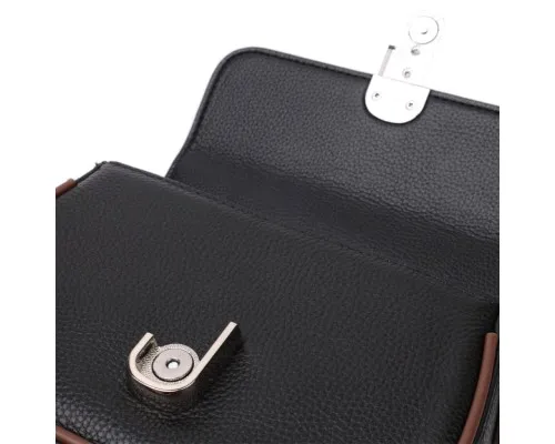 Сумка Vintage Шкіряна напівкругла з магнітом-застібкою для жінок Чорна (22441)