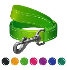 Повідець для собак WAUDOG Nylon Mono світловідбивний, S, Ш 15 мм, Д 200 см, салатовий (46355)