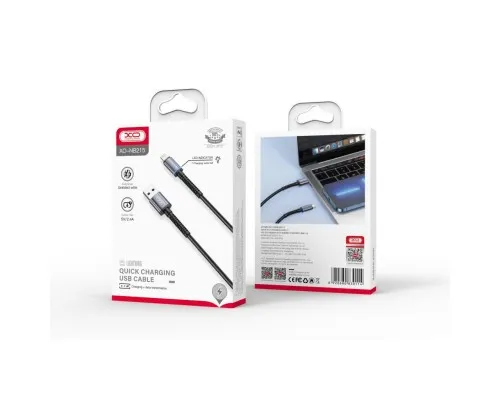 Дата кабель USB 2.0 AM to Lightning 1.0m 2.4A black XO (NB215-L-1-BK)
