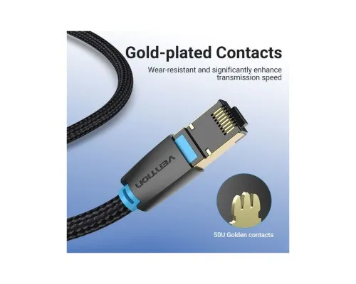 Патч-корд 5м, S/FTP cat 8 RJ-45 COPPER black Vention (IKGBJ)