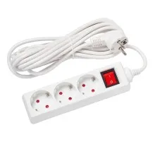 Мережевий подовжувач Delux G3JS 5м 3 роз. з заземленням та вимикачем white (90021625)