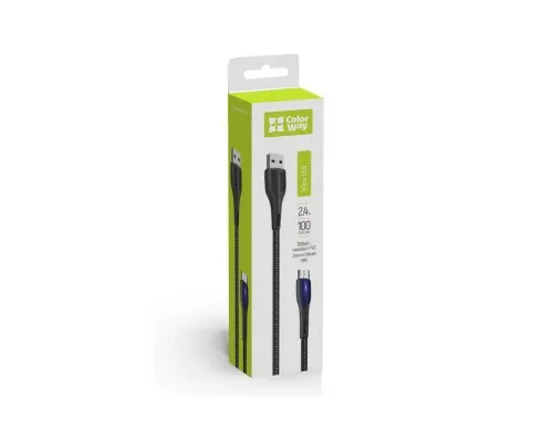 Дата кабель USB 2.0 AM to Micro 5P 1.0m led black ColorWay (CW-CBUM034-BK)