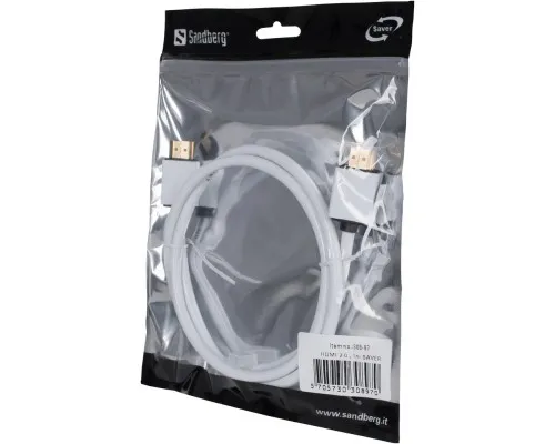 Кабель мультимедійний HDMI to HDMI 1.0m 2.0 white Sandberg (308-97)