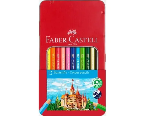 Олівці кольорові Faber-Castell Window Замок, металева коробка, 12 кольорів (115801) (27984)