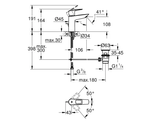 Змішувач Grohe M-Size BauLoop New (23762001)