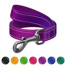 Повідець для собак WAUDOG Nylon Mono світловідбивний, S, Ш 15 мм, Д 200 см, фіолетовий (46359)