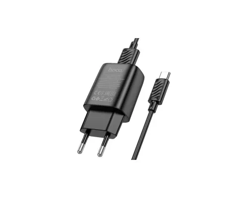 Зарядний пристрій HOCO C134A USB + cable USB to USB-C 2.4A black (6942007621359)