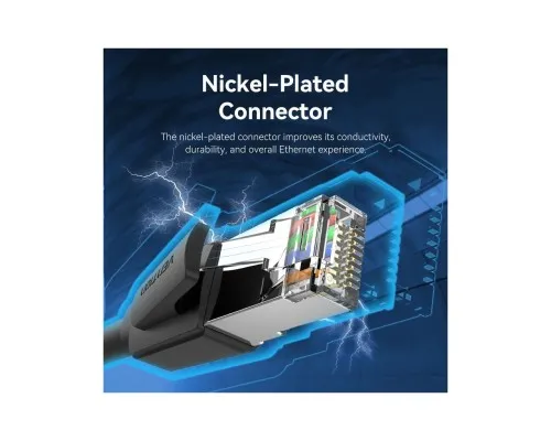 Патч-корд 1м, S/FTP cat 8 RJ-45 black Vention (IKKBF)