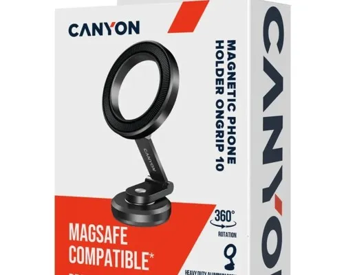 Універсальний автотримач Canyon Magnetic phone holder OnGrip 10 aluminum Black (CNS-CCHM10)