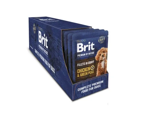 Вологий корм для собак Brit Premium Fillets in Gravy Chicken & Green Peas для малих порід 85 г (8595602572434)