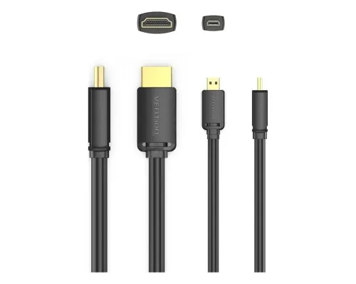 Кабель мультимедійний HDMI M to HDMI micro M 3.0m V2.0 4K 60Hz VENTION (AGIBI)