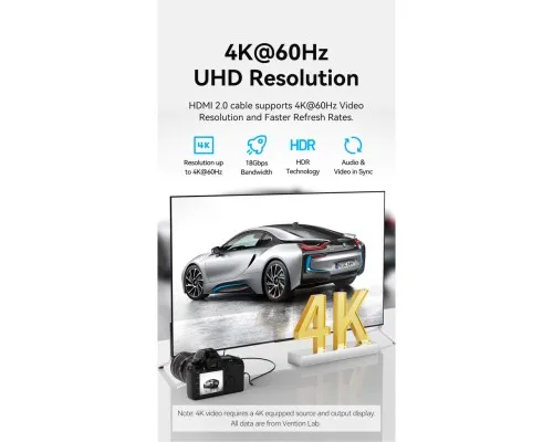 Кабель мультимедійний HDMI M to HDMI micro M 3.0m V2.0 4K 60Hz VENTION (AGIBI)