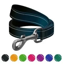 Повідець для собак WAUDOG Nylon Mono світловідбивний, S, Ш 15 мм, Д 200 см, чорний (46351)