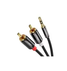 Кабель мультимедійний 3.5mm M to 2xRCA M 1.0m AV116 black Ugreen (10749)