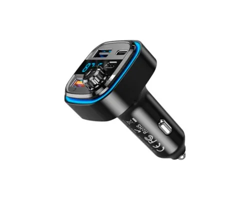 FM модулятор XO BCC08 автомобільний зарядний пристрій MP3/PD/2USB/3,1A Чорни (XO-BCC08)