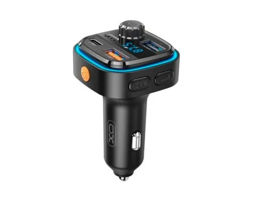 FM модулятор XO BCC08 автомобільний зарядний пристрій MP3/PD/2USB/3,1A Чорни (XO-BCC08)