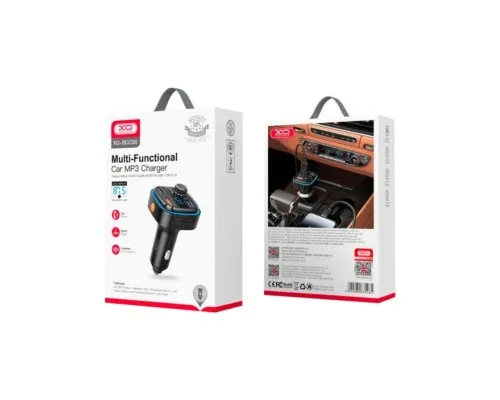 FM модулятор XO BCC08 автомобільний зарядний пристрій MP3/PD/2USB/3,1A Чорни (XO-BCC08)