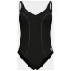 Купальник Arena Clip Back Swimsuit Solid B 010651-510 чорний, білий 42 (3468337746355)