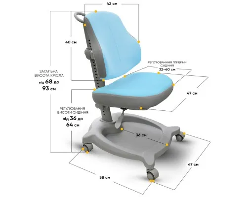 Дитяче крісло ErgoKids GT Y-402 ortopedic blue (Y-402 KBL)