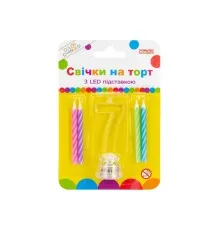 Свічка Maxi 4 шт. на торт з LED підставкою "7", що світиться (MX701007-7)