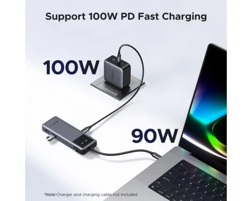 Концентратор Ugreen USB-C to HDMI + 2xUSB 3.2 + 2xUSB-C 3.2 + PD CM888 gray (35998)
