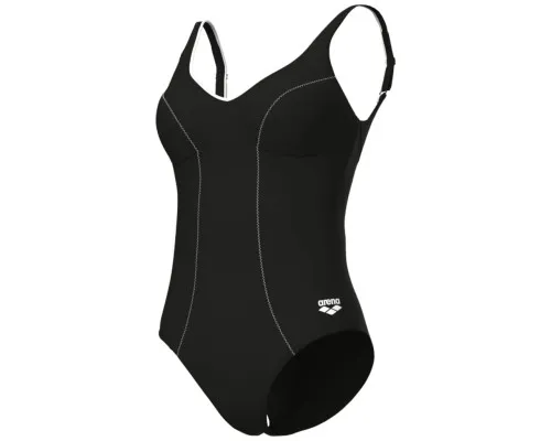 Купальник Arena Clip Back Swimsuit Solid B 010651-510 чорний, білий 44 (3468337746362)