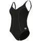 Купальник Arena Clip Back Swimsuit Solid B 010651-510 чорний, білий 44 (3468337746362)
