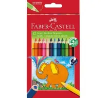 Олівці кольорові Faber-Castell Jumbo Triangular тригранні, потовщені, 12 кольорів (116501) (14725)