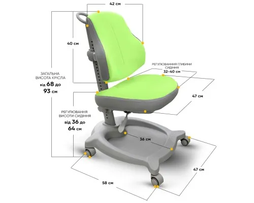 Дитяче крісло ErgoKids GT Y-402 ortopedic green (Y-402 KZ)