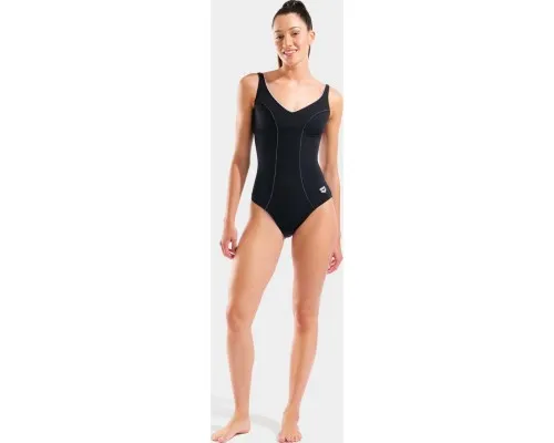 Купальник Arena Clip Back Swimsuit Solid B 010651-510 чорний, білий 46 (3468337746379)