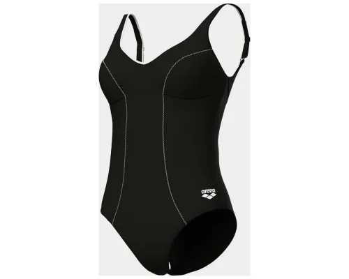 Купальник Arena Clip Back Swimsuit Solid B 010651-510 чорний, білий 46 (3468337746379)