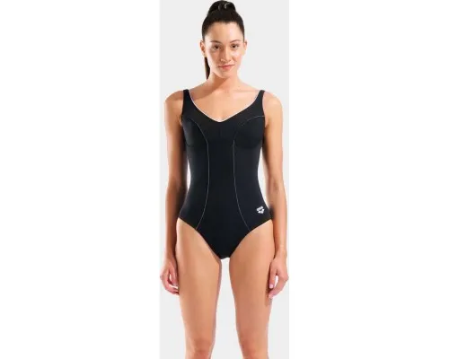 Купальник Arena Clip Back Swimsuit Solid B 010651-510 чорний, білий 46 (3468337746379)