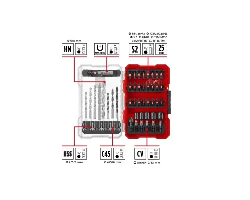 Набір свердл і біт Einhell M-Case, ударні, 39шт (108759)