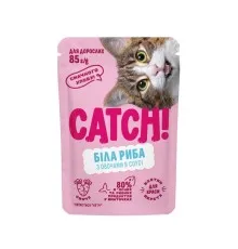 Вологий корм для кішок Catch! з білою рибою та овочами в соусі 85 г (4820261921991)