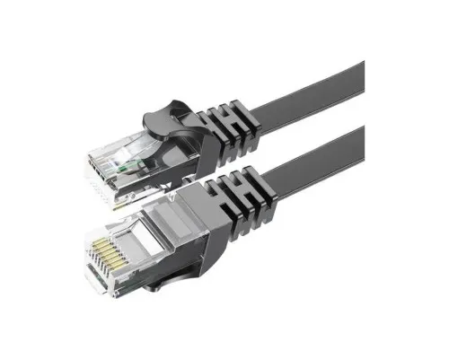 Патч-корд 1м, UTP, сat 6, CU, AWG32, TopSpeed Cable Ethernet RJ45 Splitter Network Flat Cable, Black Essager (EXCWXB-JS01)