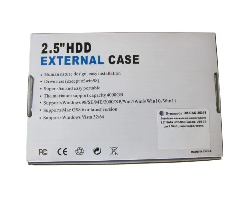 Кишеня зовнішня Dynamode 2.5" SATA HDD/SSD USB 3.0 Black (DM-CAD-25318)