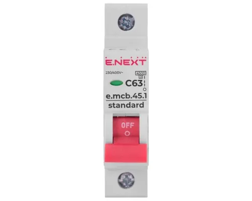 Автоматичний вимикач E.NEXT 1-п e.mcb.stand. 63А C ( 4,5кА) (s002014)
