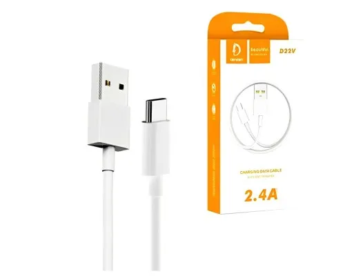 Дата кабель USB 2.0 AM to Micro 5P 1.0m 2.4A white Denmen (D22V-WH)