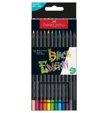 Олівці кольорові Faber-Castell Black Edition colour pencil, тригранні, чорне дерево, 12 кольорів (116412) (31214)