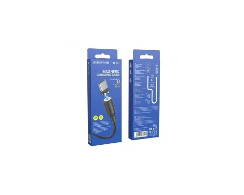 Дата кабель USB 2.0 AM to USB-C 1.0m 2.4A magnetic BX41 black BOROFONE (6931474738462)