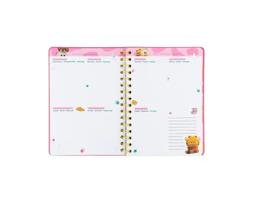 Тижневик Kite дитячий на спіралі Garfield, тверда обкладинка (GF25-438)