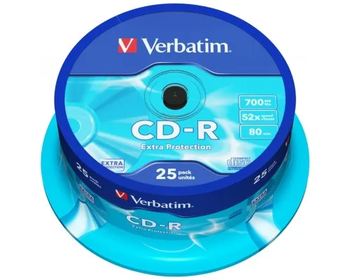 Диск CD Verbatim CD-R 700Mb 52x Cake box 25шт Extra (43432)