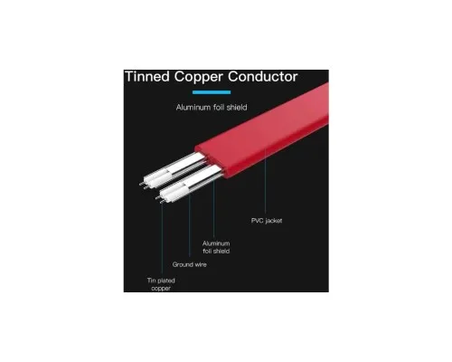 Кабель для передачі даних SATA 3.0 7pin F/F 0.5m L Red VENTION (KDDRD)