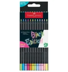 Олівці кольорові Faber-Castell Black Edition colour pencils Neon + Pastel, тригранні. чорне дерево, 12 кольорів (116410) (32083)