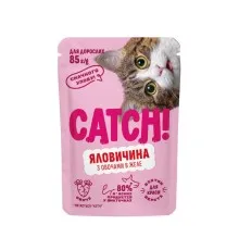 Вологий корм для кішок Catch! з яловичиною та овочами в желе 85 г (4820261921960)