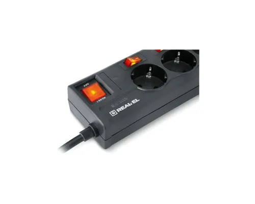 Мережевий фільтр живлення REAL-EL RS-6 EXTRA 3m, black (EL122300002)
