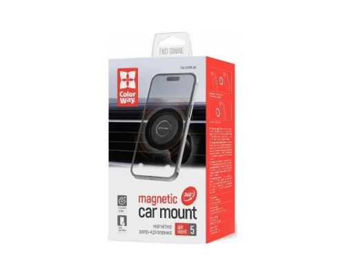 Універсальний автотримач ColorWay Magnetic Air Vent-5 (360° rotation) (CW-CHM15-BK)